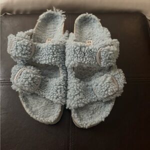 UGG Light Blue Fuzzy Slippers